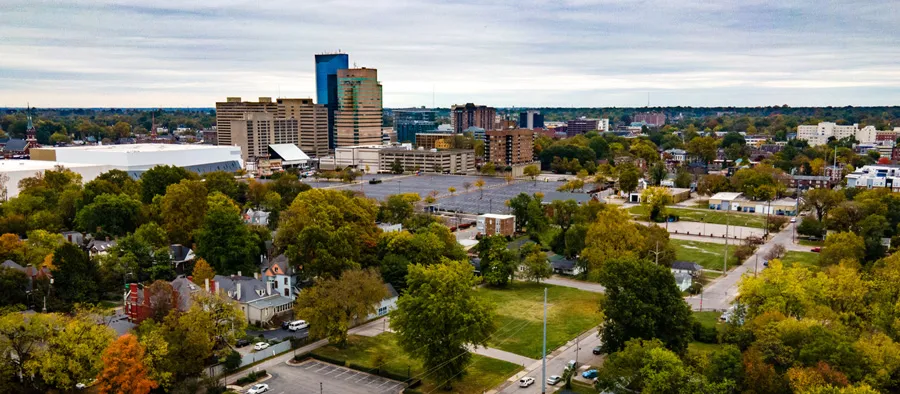 aerial view of downtown lexington