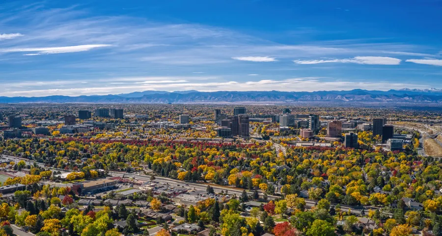 aerial view of aurora co skyline