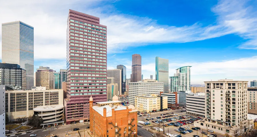 aerial view of denver co skyline
