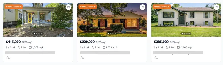 list of homes that are under contract
